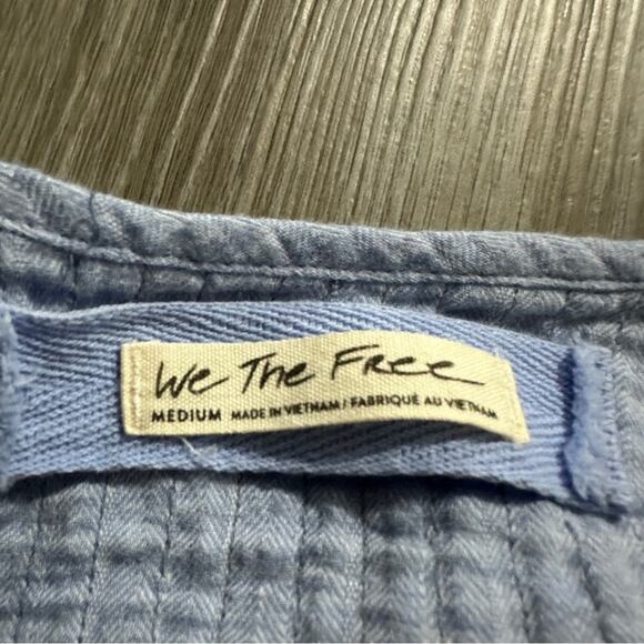 We the Free People Sand Dune Long Sleeve Henley‎ Top in Blue Size M NEW - Picture 6 of 9